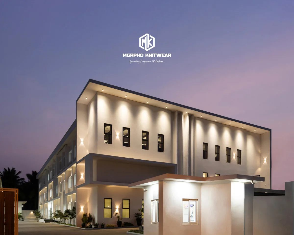 Commercial building at dusk